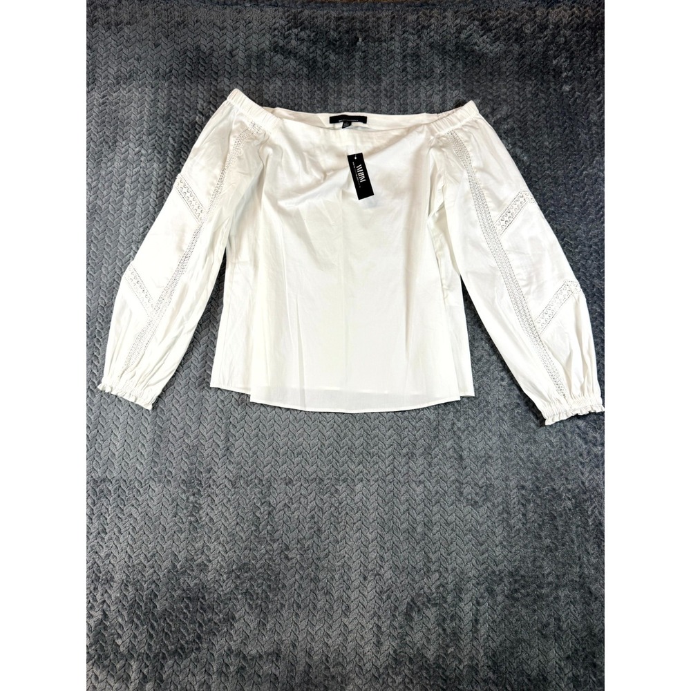 White House Black Market Blouse Top Womens XL White Stretch Off The Shoulder